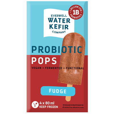 Probiotic fudge pops packaging from Everwell Water Kefir Company on a white background