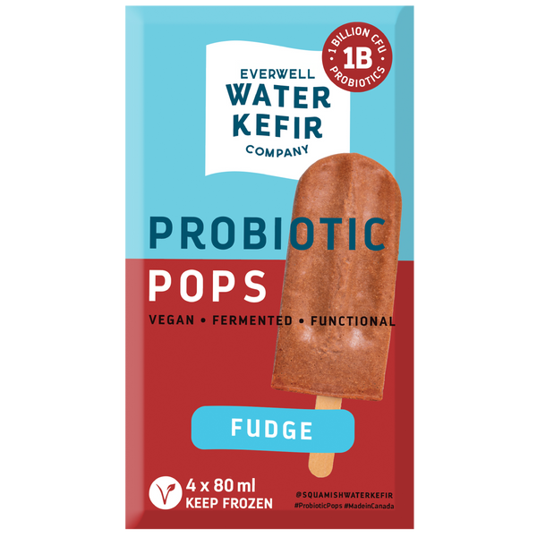 Probiotic fudge pops packaging from Everwell Water Kefir Company on a white background