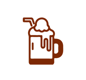 Brown icon of a beer mug with foam on a white background for beverage or brewing product
