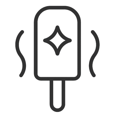 Black line drawing of a popsicle with a star design on white background