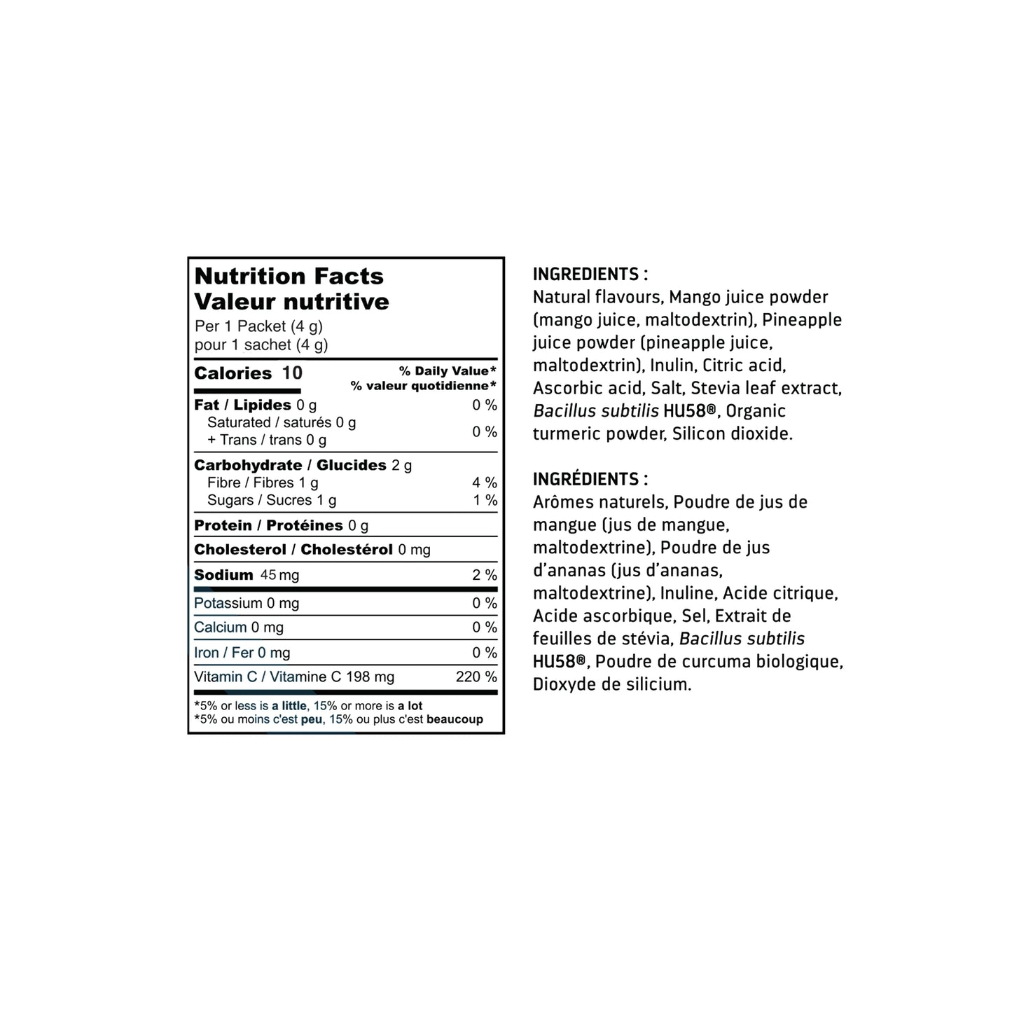 Everwell Water Kefir Tropical Glow probiotic drink mix powder nutrition facts and probiotic content