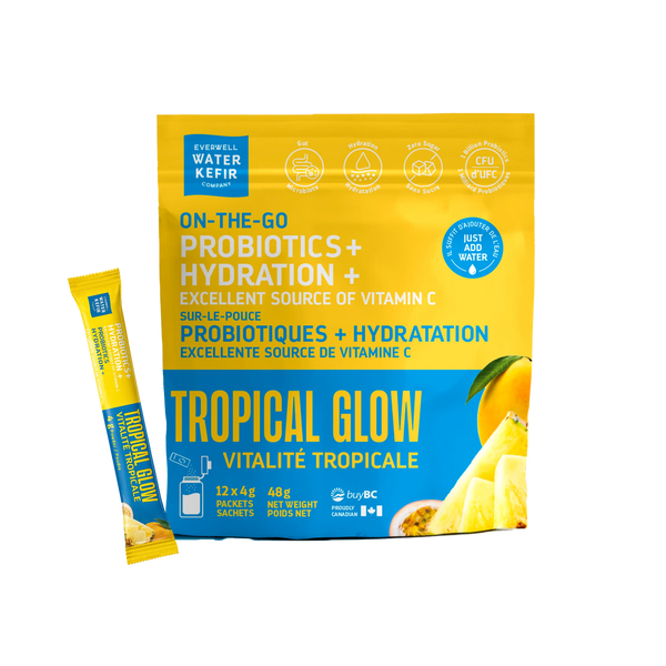 Everwell Water Kefir Tropical Glow probiotic drink mix powder for gut health