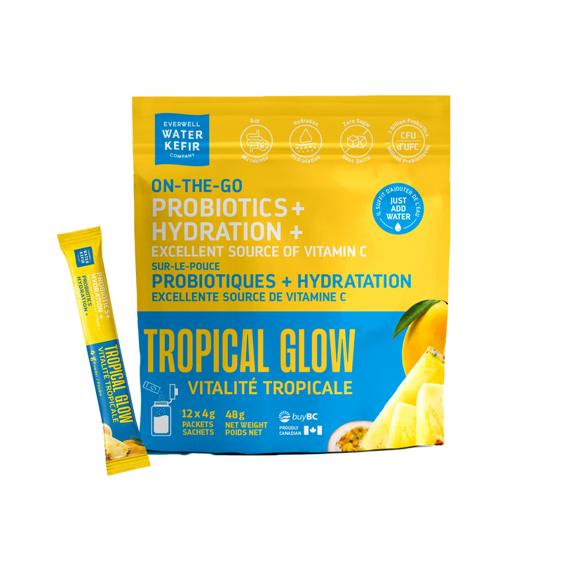 Everwell Water Kefir Tropical Glow probiotic drink mix powder for gut health