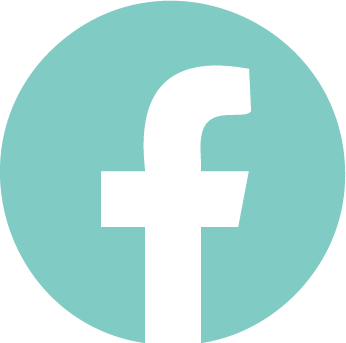 Facebook logo with a teal circle