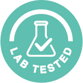 Green circle with a white lab beaker icon and Lab Tested text