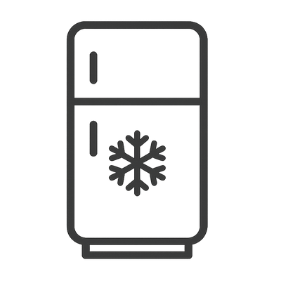 Icon of a refrigerator with a snowflake symbol on a white background