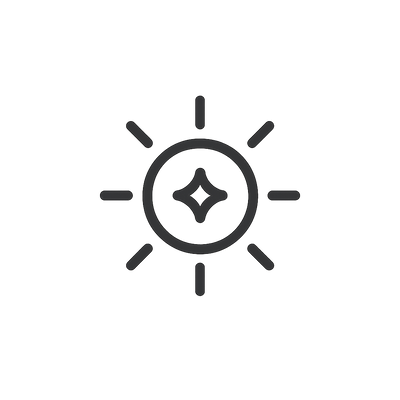 Black icon of a sun with rays on a white background